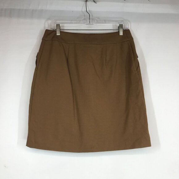 J. JILL -WOMEN'S SMALL PETITE - ACORN TAN BUTTON UP SKIRT - Picture 4 of 10